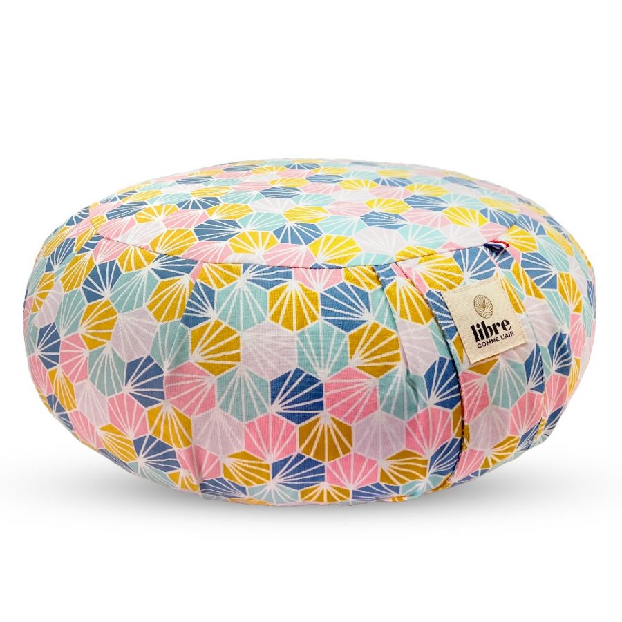 Zafu Coussin De Meditation Adulte Multicolore Coquillages Fabrication Francaise
